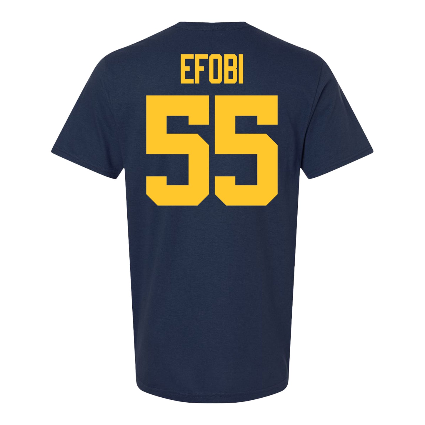 Michigan Wolverines #55 Nathan Efobi Student Athlete Blue Football T-Shirt - Back View