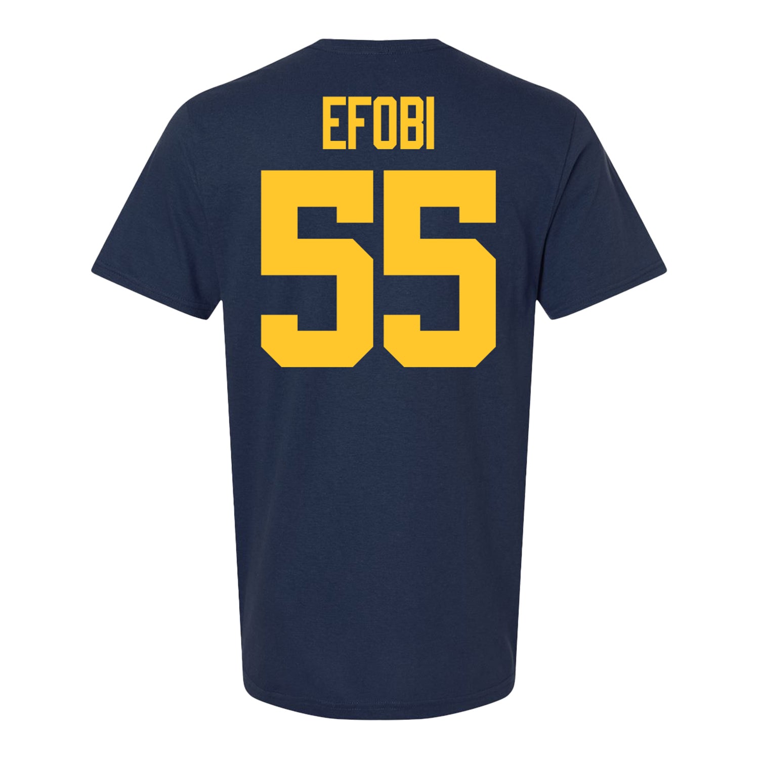 Michigan Wolverines #55 Nathan Efobi Student Athlete Blue Football T-Shirt - Back View