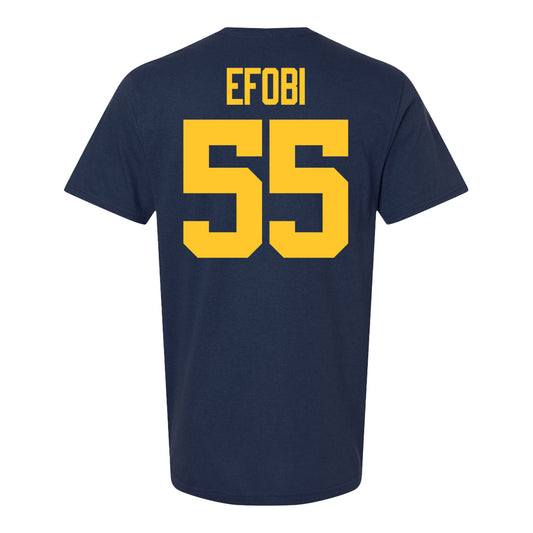 Michigan Wolverines #55 Nathan Efobi Student Athlete Blue Football T-Shirt - Back View