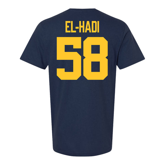 Michigan Wolverines #58 Giovanni El-Hadi Student Athlete Blue Football T-Shirt - Back View