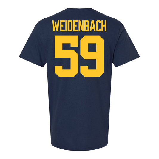 Michigan Wolverines #59 John Weidenbach Student Athlete Blue Football T-Shirt - Back View
