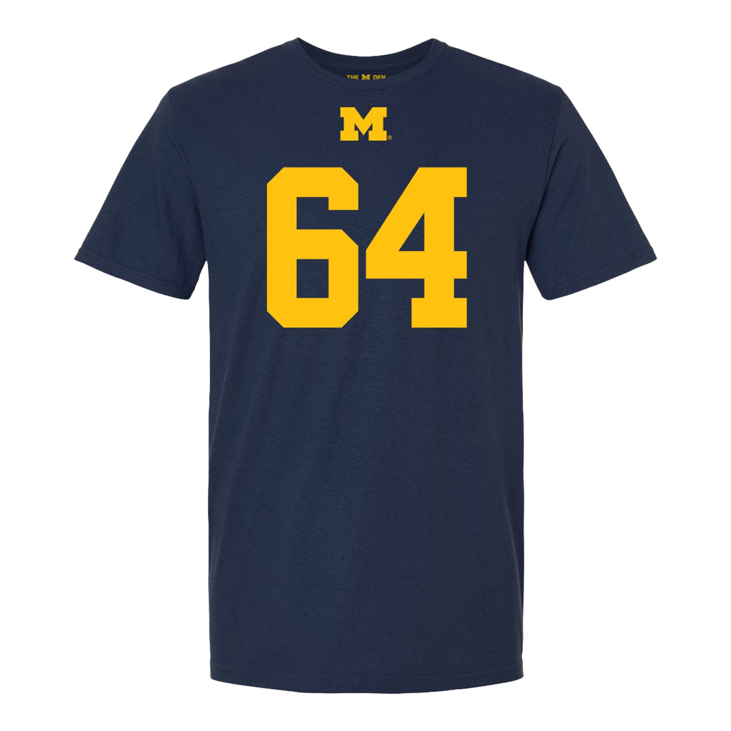 Michigan Wolverines #64 James Kavouklis Student Athlete Blue Football T-Shirt - Front View