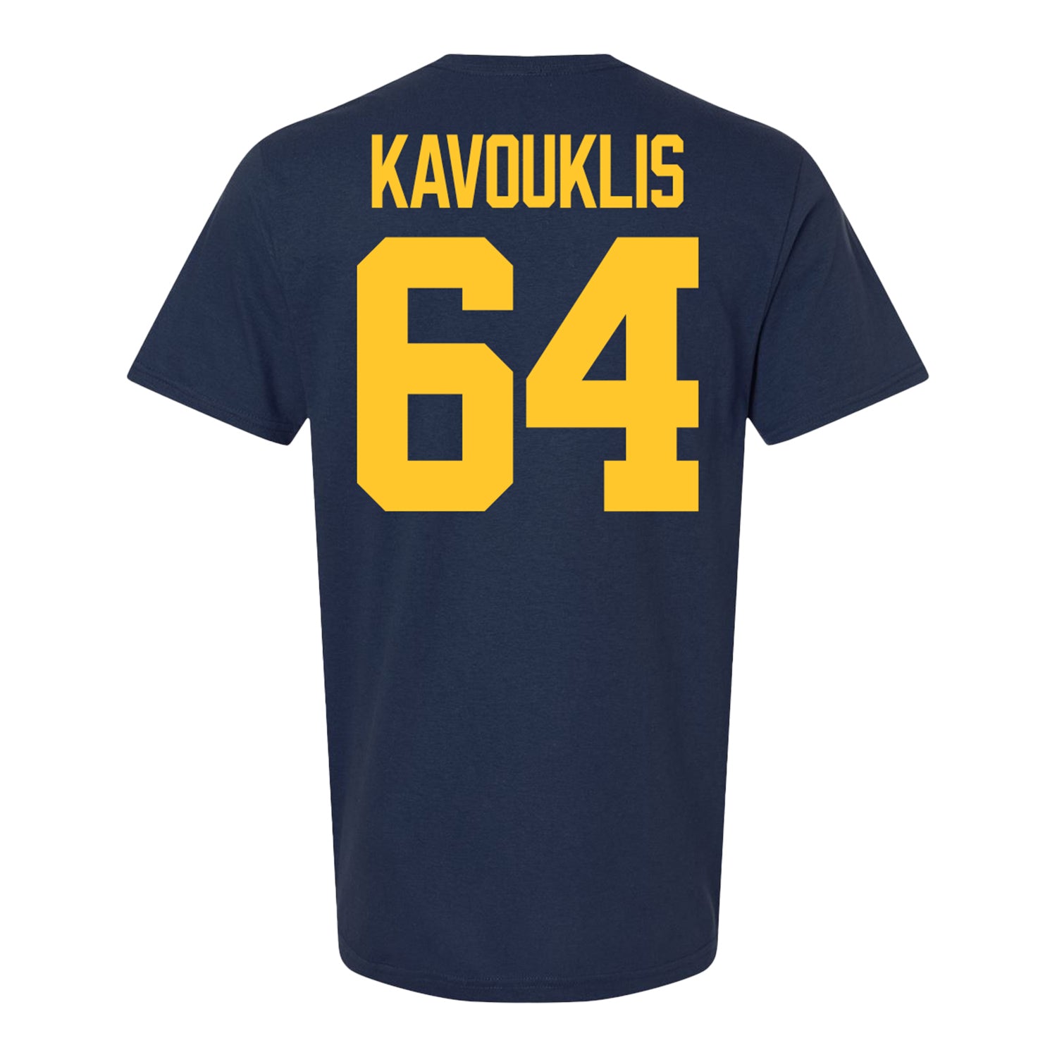 Michigan Wolverines #64 James Kavouklis Student Athlete Blue Football T-Shirt - Back View