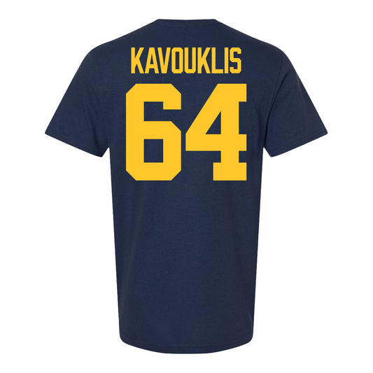 Michigan Wolverines #64 James Kavouklis Student Athlete Blue Football T-Shirt - Back View