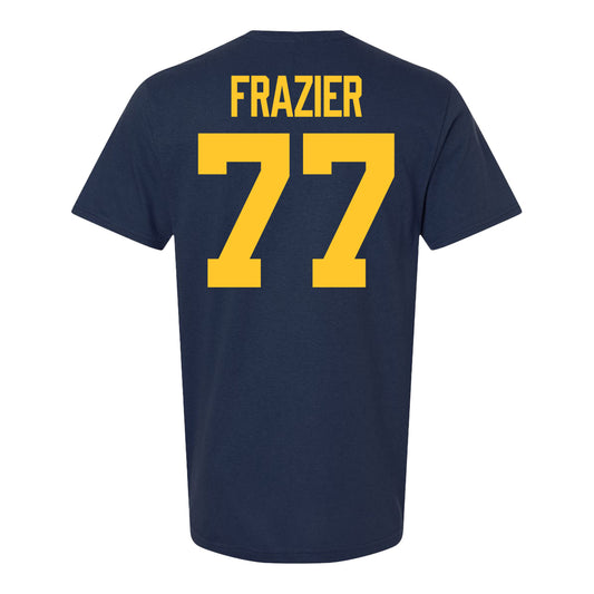 Michigan Wolverines #77 Blake Frazier Student Athlete Blue Football T-Shirt - Back View