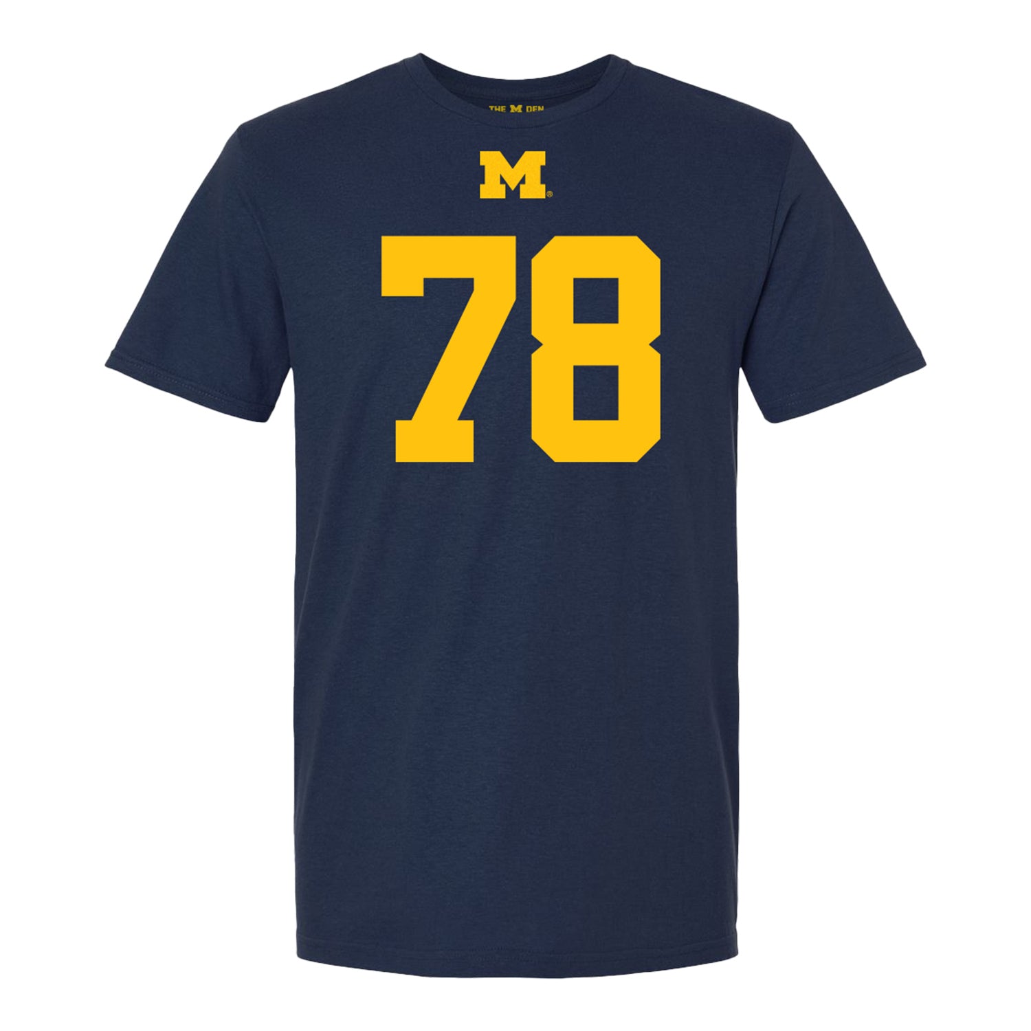 Michigan Wolverines #78 Lawrence Hattar Student Athlete Blue Football T-Shirt - Front View