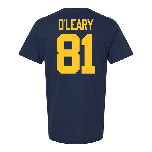Michigan Wolverines #81 Peyton O'Leary Student Athlete Blue Football T-Shirt - Back View