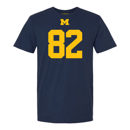 Michigan Wolverines #82 I'Marion Stewart Student Athlete Blue Football T-Shirt - Front View