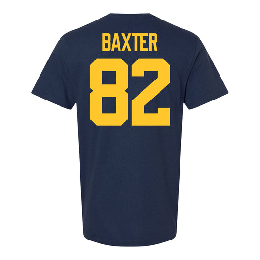 Michigan Wolverines #82 Devon Baxter Student Athlete Blue Football T-Shirt - Back View