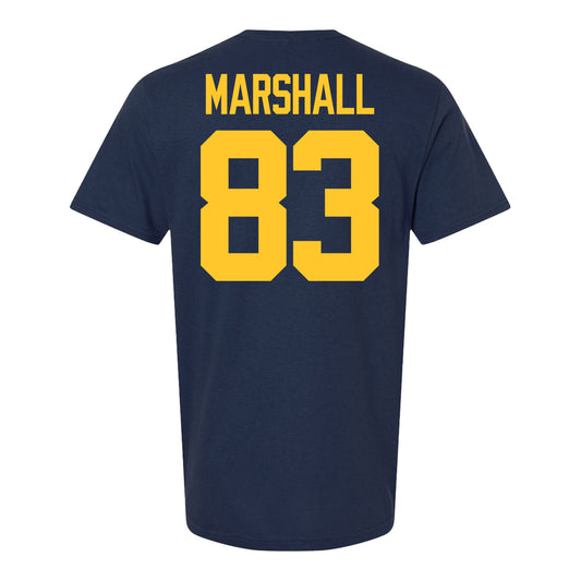 Michigan Wolverines #83 Zack Marshall Student Athlete Blue Football T-Shirt - Back View