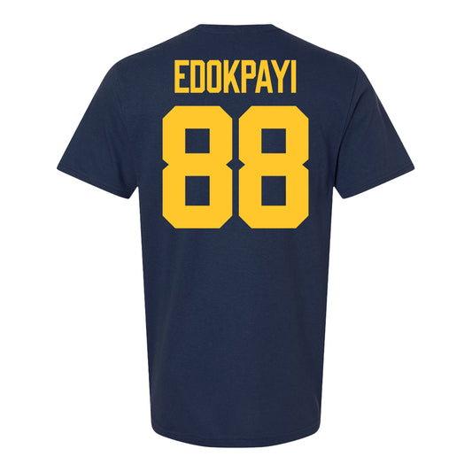 Michigan Wolverines #88 Lugard Edokpayi Student Athlete Blue Football T-Shirt - Back View
