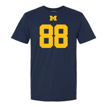 Michigan Wolverines #88 Jamar Browder Student Athlete Blue Football T-Shirt - Front View