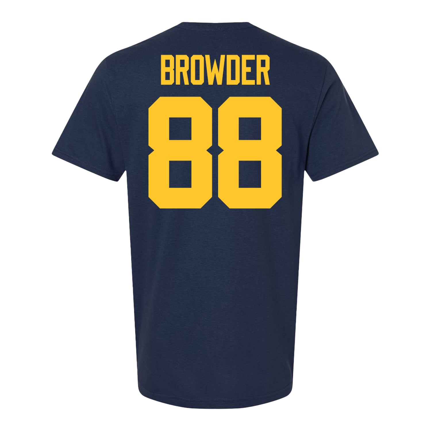 Michigan Wolverines #88 Jamar Browder Student Athlete Blue Football T-Shirt - Back View