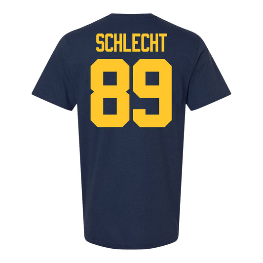 Michigan Wolverines #89 Kaleb Schlecht Student Athlete Blue Football T-Shirt - Back View