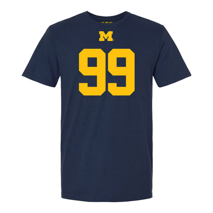 Michigan Wolverines #99 Bobby Kanka Student Athlete Blue Football T-Shirt - Front View