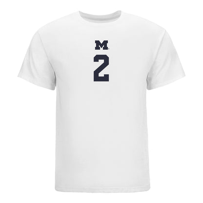 Michigan Wolverines Women's Volleyball Student Athlete T-Shirt #2 Allison Jacobs In White - Front View