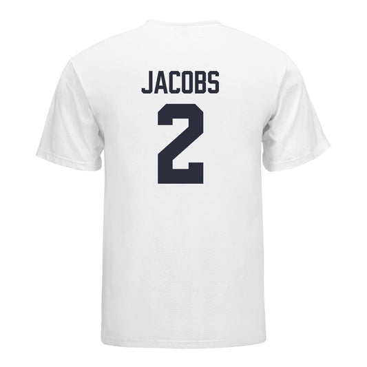 Michigan Wolverines Women's Volleyball Student Athlete T-Shirt #2 Allison Jacobs In White - Back View