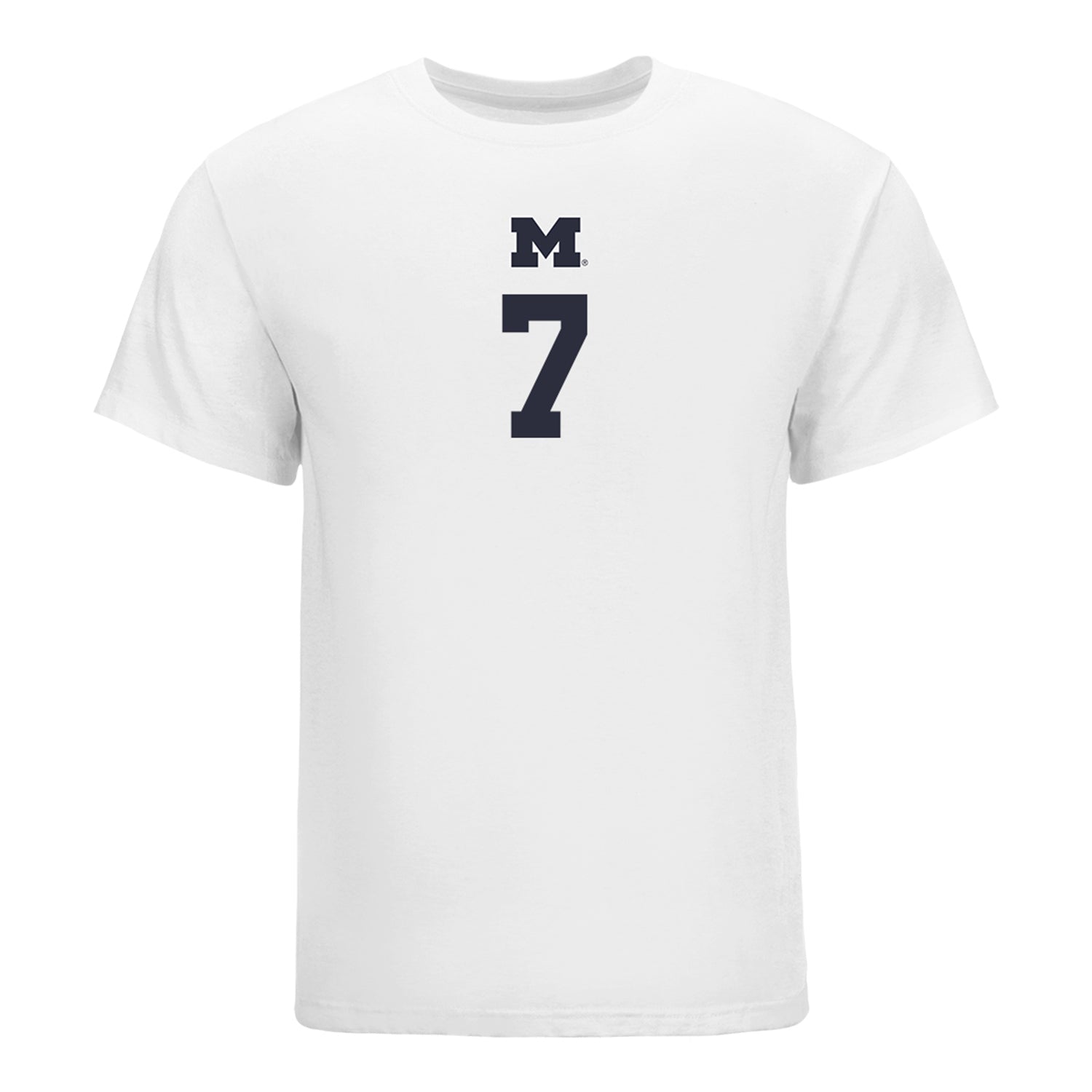 Michigan Wolverines Women's Volleyball Student Athlete T-Shirt #7 Morgan Burke In White - Front View