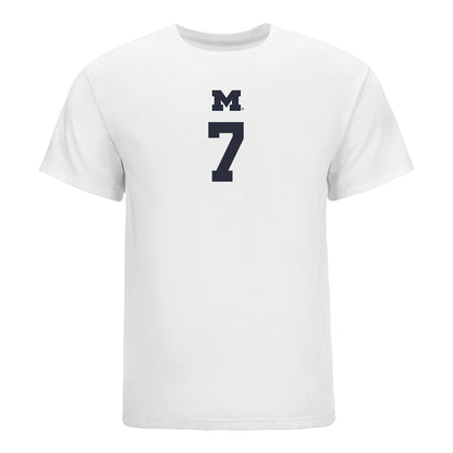 Michigan Wolverines Women's Volleyball Student Athlete T-Shirt #7 Morgan Burke In White - Front View