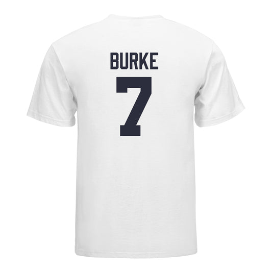 Michigan Wolverines Women's Volleyball Student Athlete T-Shirt #7 Morgan Burke In White - Back View