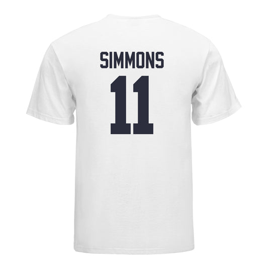 Michigan Wolverines Women's Volleyball Student Athlete T-Shirt #11 Amalia Simmons In White - Back View