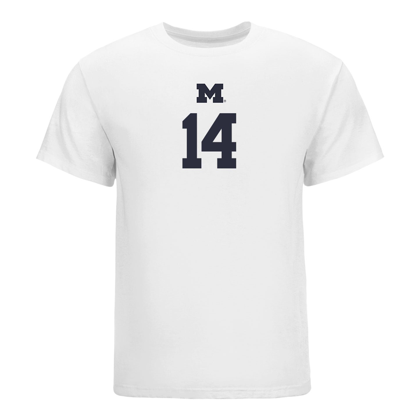 Michigan Wolverines Women's Volleyball Student Athlete T-Shirt #14 Hannah Brady In White - Front View