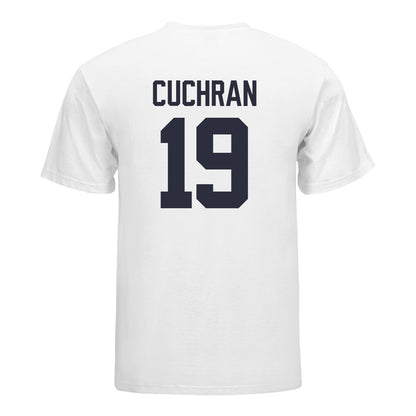 Michigan Wolverines Women's Volleyball Student Athlete T-Shirt #19 Maddi Cuchran In White - Back View
