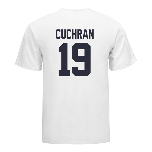 Michigan Wolverines Women's Volleyball Student Athlete T-Shirt #19 Maddi Cuchran In White - Back View