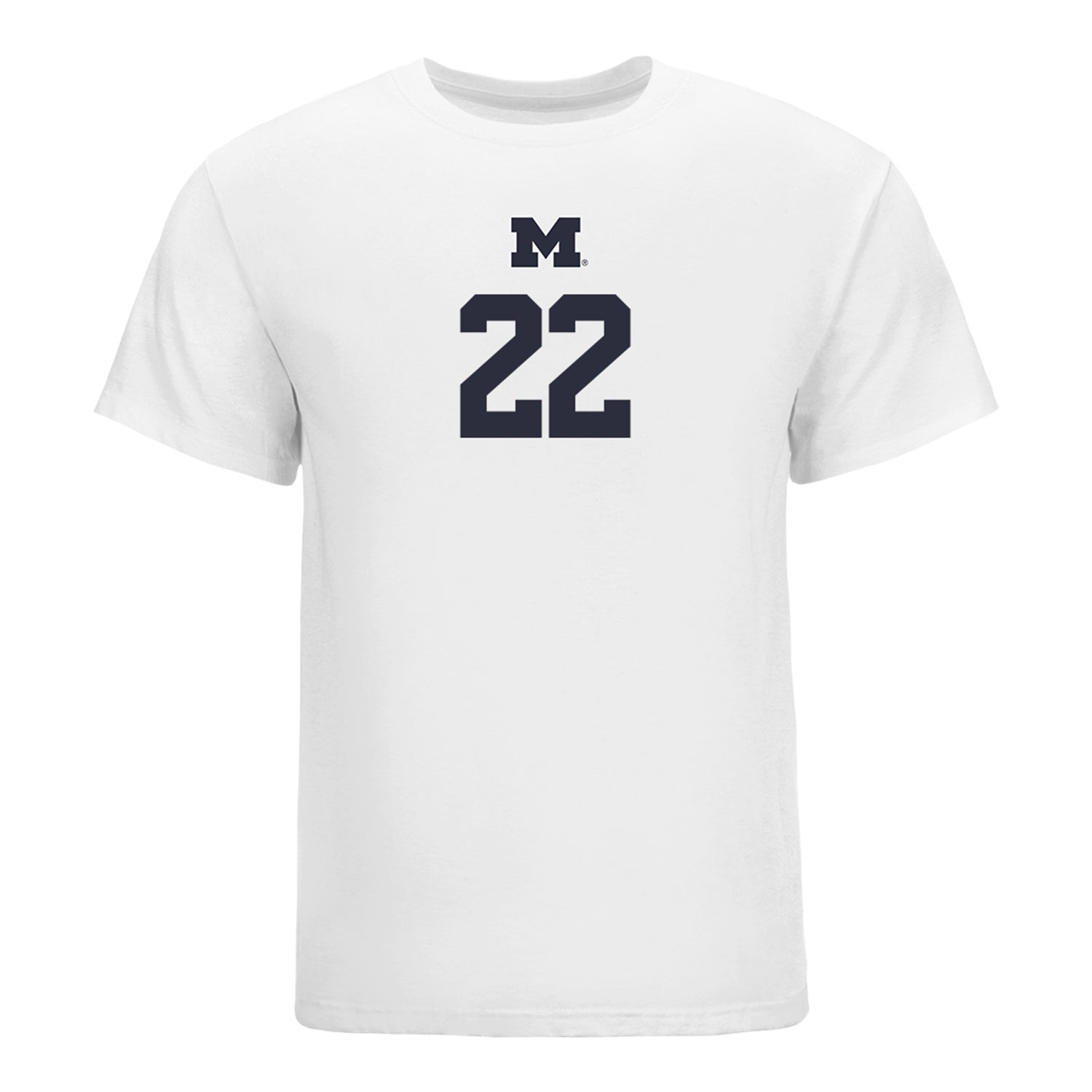 Michigan Wolverines Women's Volleyball Student Athlete T-Shirt #22 Sydney Schnichels In White - Front View