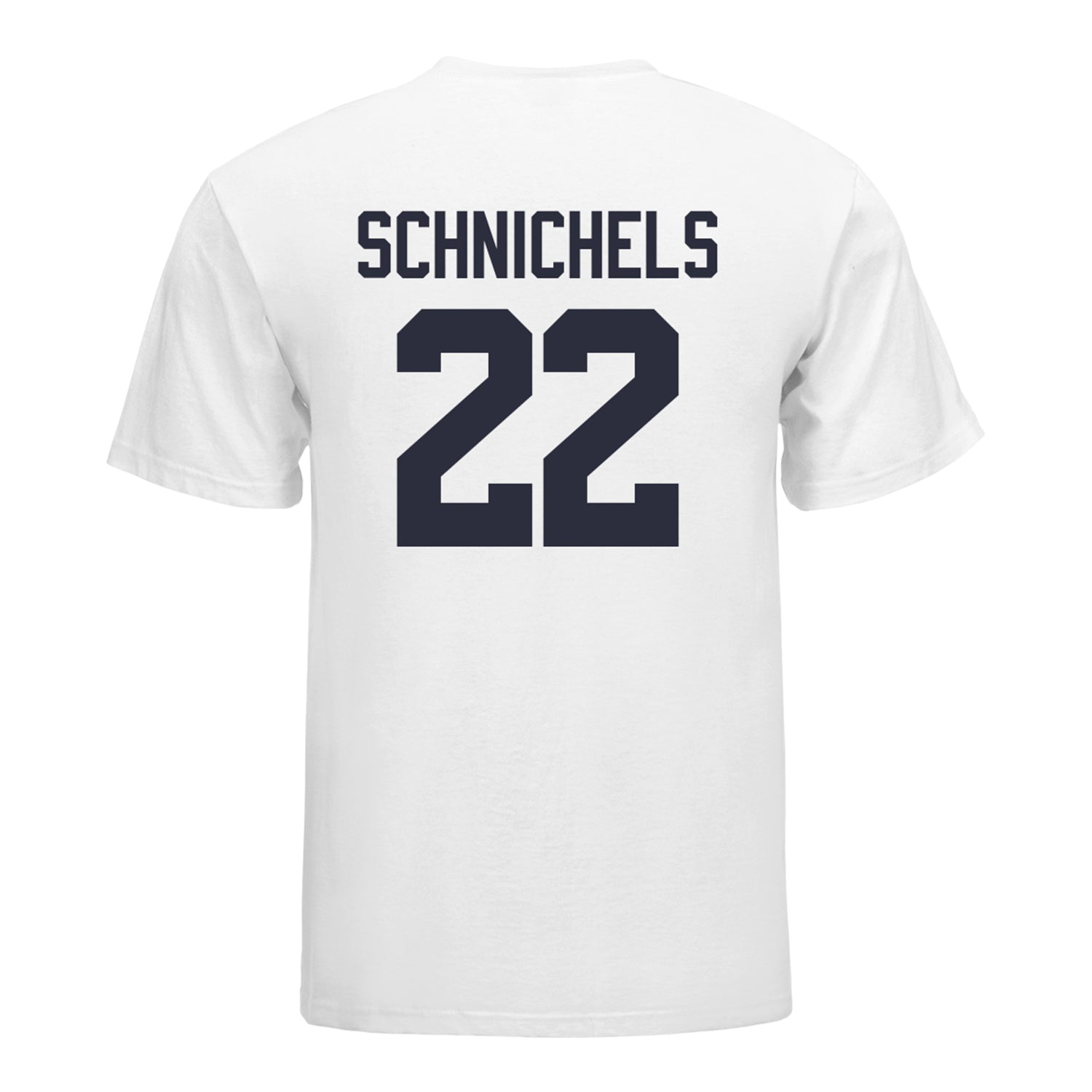 Michigan Wolverines Women's Volleyball Student Athlete T-Shirt #22 Sydney Schnichels In White - Back View
