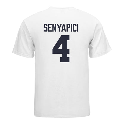 Michigan Wolverines Women's Volleyball Student Athlete T-Shirt #4 Ece Senyapici In White - Back View