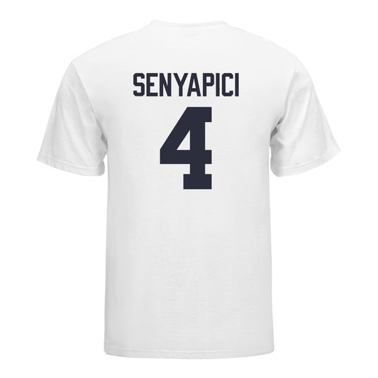 Michigan Wolverines Women's Volleyball Student Athlete T-Shirt #4 Ece Senyapici In White - Back View