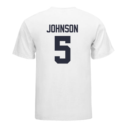 Michigan Wolverines Women's Volleyball Student Athlete T-Shirt #5 Lydia Johnson In White - Back View