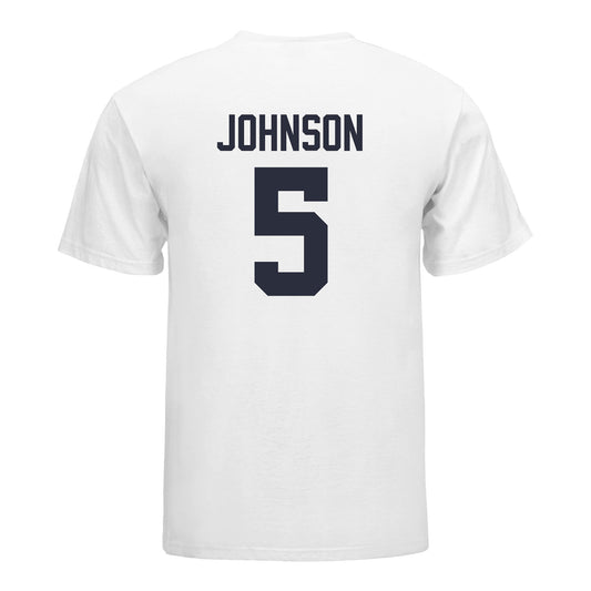 Michigan Wolverines Women's Volleyball Student Athlete T-Shirt #5 Lydia Johnson In White - Back View
