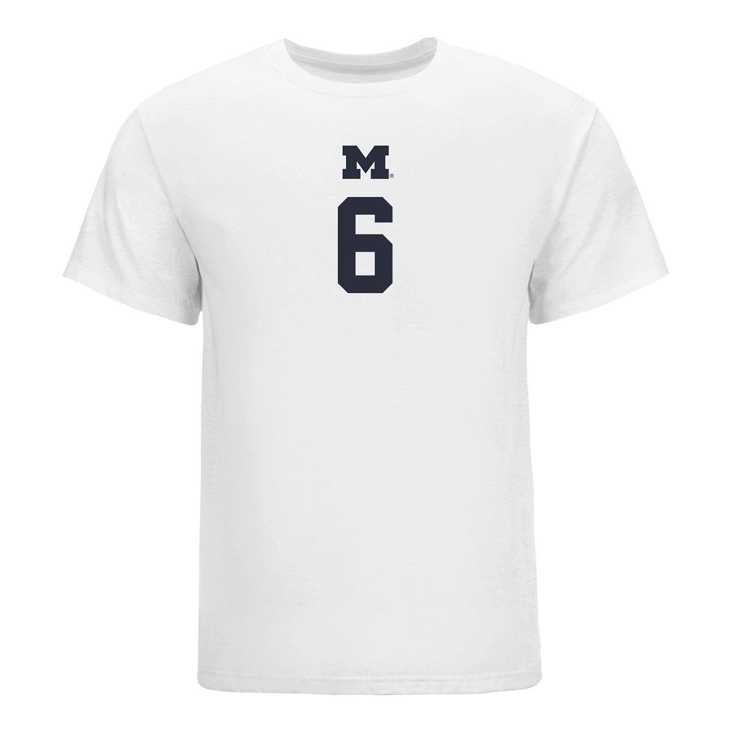 Michigan Wolverines Women's Volleyball Student Athlete T-Shirt #6 Ellie White In White - Front View