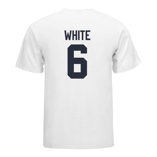 Michigan Wolverines Women's Volleyball Student Athlete T-Shirt #6 Ellie White In White - Back View