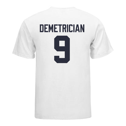 Michigan Wolverines Women's Volleyball Student Athlete T-Shirt #9 Ella Demetrician In White - Back View
