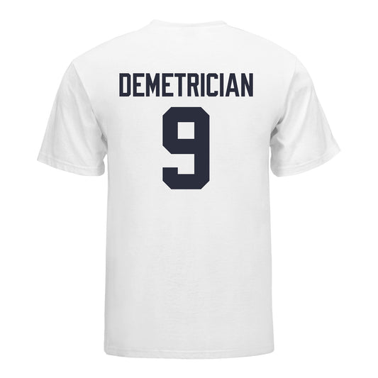 Michigan Wolverines Women's Volleyball Student Athlete T-Shirt #9 Ella Demetrician In White - Back View