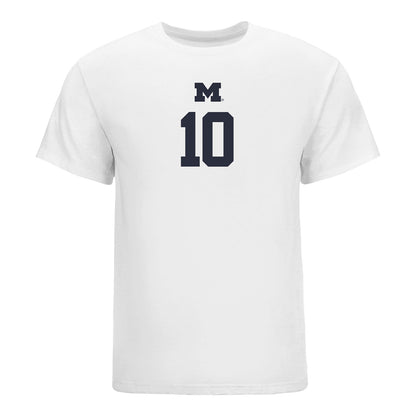 Michigan Wolverines Women's Volleyball Student Athlete T-Shirt #10 Carly Greskovics In White - Front View
