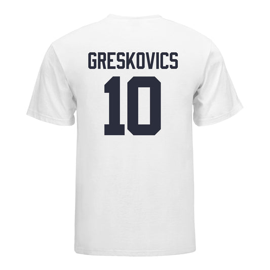 Michigan Wolverines Women's Volleyball Student Athlete T-Shirt #10 Carly Greskovics In White - Back View