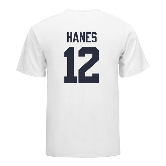 Michigan Wolverines Women's Volleyball Student Athlete T-Shirt #12 Jenna Hanes In White - Back View