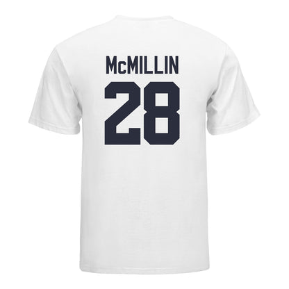 Michigan Wolverines Women's Volleyball Student Athlete T-Shirt #28 Trixie McMillin In White - Back View