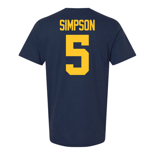 Michigan Wolverines #5 Anthony Simpson Student Athlete Blue Football T-Shirt - Back View