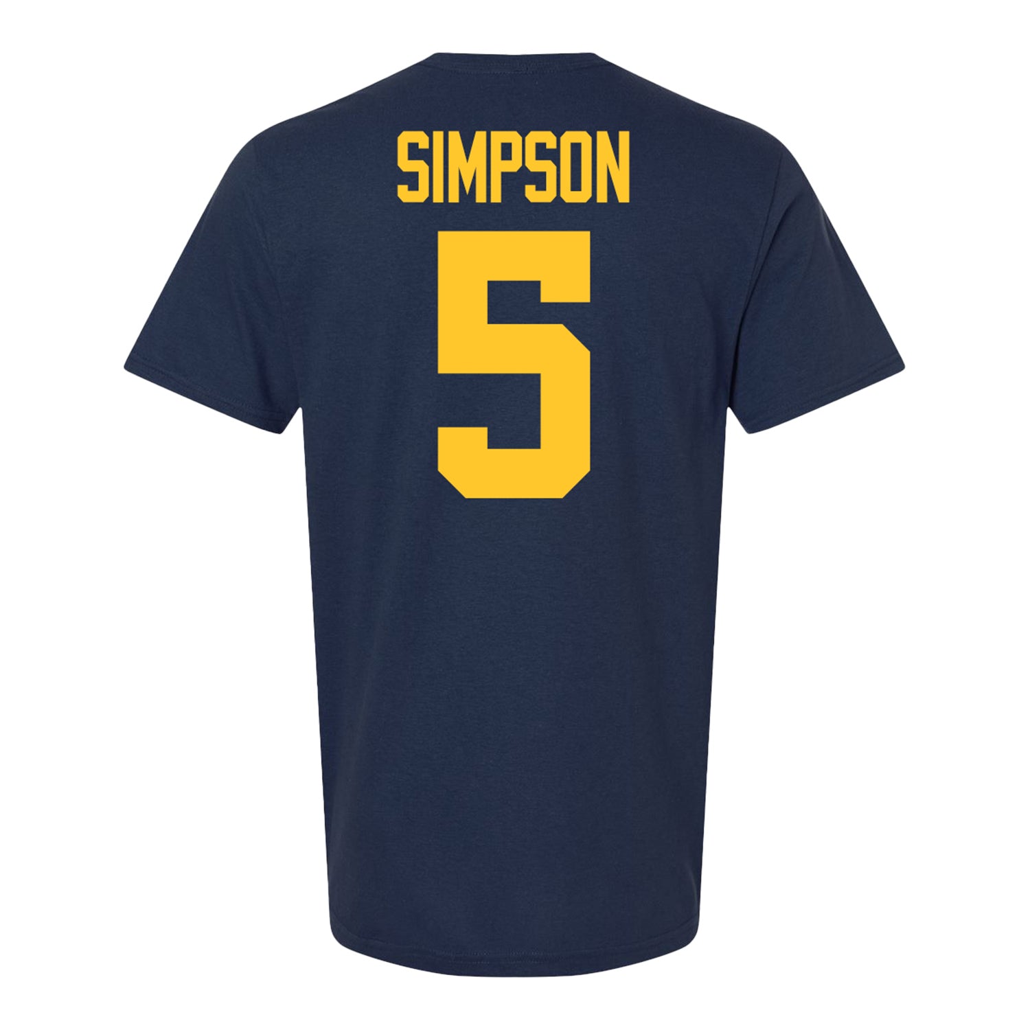 Michigan Wolverines #5 Anthony Simpson Student Athlete Blue Football T-Shirt - Back View