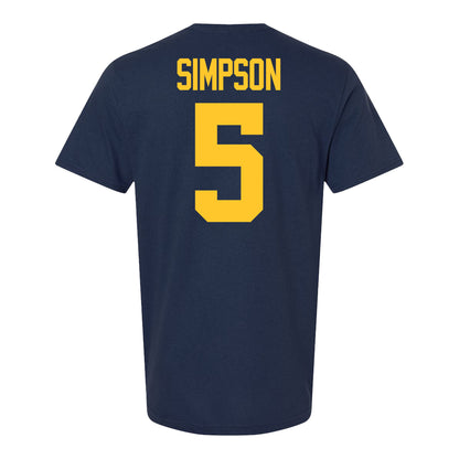 Michigan Wolverines #5 Anthony Simpson Student Athlete Blue Football T-Shirt - Back View