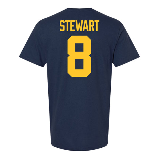 Michigan Wolverines #8 I'Marion Stewart Student Athlete Blue Football T-Shirt - Back View