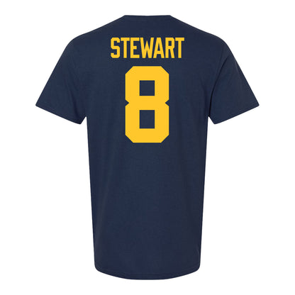 Michigan Wolverines #8 I'Marion Stewart Student Athlete Blue Football T-Shirt - Back View