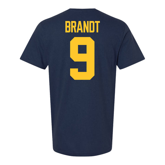 Michigan Wolverines #9 Cameron Brandt Student Athlete Blue Football T-Shirt - Back View