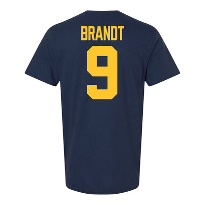 Michigan Wolverines #9 Cameron Brandt Student Athlete Blue Football T-Shirt - Back View