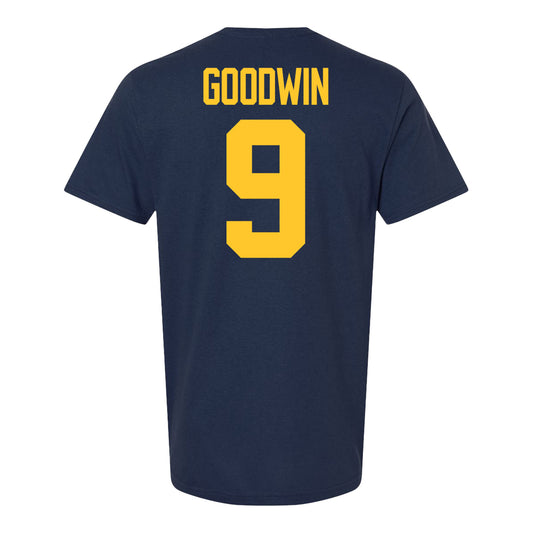 Michigan Wolverines #9 Channing Goodwin Student Athlete Blue Football T-Shirt - Back View